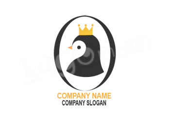 ペンギン、動物、王冠のロゴマーク